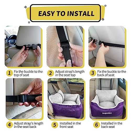 Dog Car Seat for Small Dogs & Cats Under 25 lbs (Purple / Small)