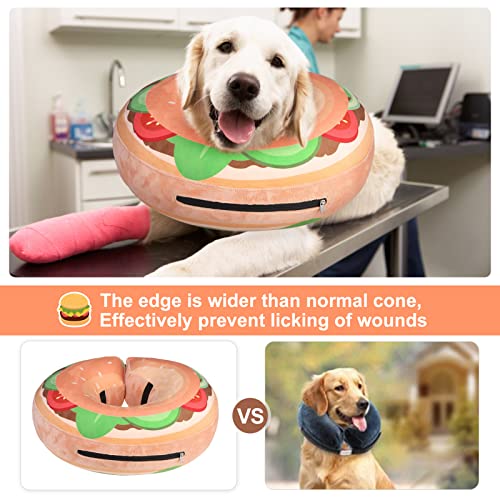 Dog Cone Collar Alternative After Surgery (Hamburger Donut / XL(Neck:18"-21"))