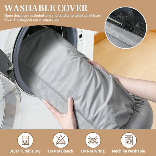 FAIRYPET Orthopedic Dog Bed for Medium to Large Dogs & Cats (grey)