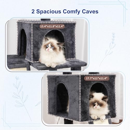 Cat Tree 71'' Tower for Large Cat with Scratching Post (71 inches / Smoky gray)