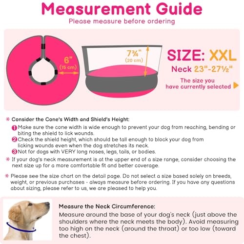 2-in-1 Inflatable Dog Donut Collar for Large Dogs After Surgery (Hot Pink / XXL)