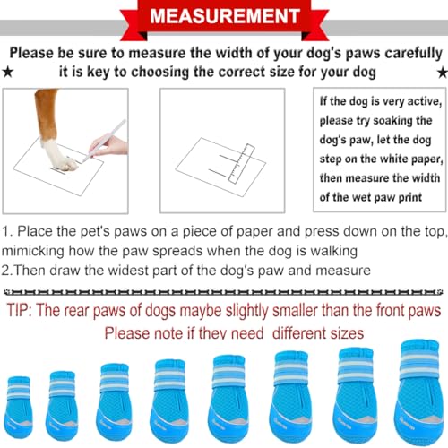 Dog Shoes for Large Medium Dog Boots & Paw Protectors for Hot Pavement (Blue / Size 5: 2.4''x2.8''(W*L) for 40-55 lbs)