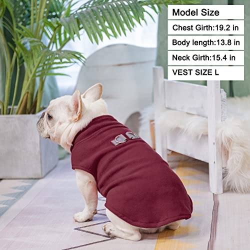Dog Fleece Vest Sweater Winter Jacket for Small and Medium Dogs with D (Large / WINE RED)