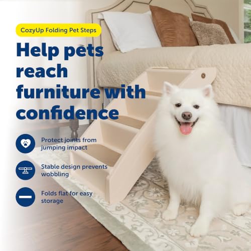 CozyUp Folding Dog Stairs (Bed - 25 Inches Tall / Tan)