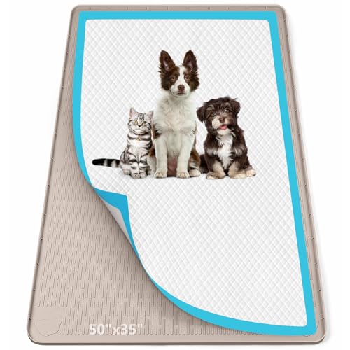 Pee Pad Holder for Dogs 50''x35'' Silicone Puppy Pee Pad Tray (Khaki)