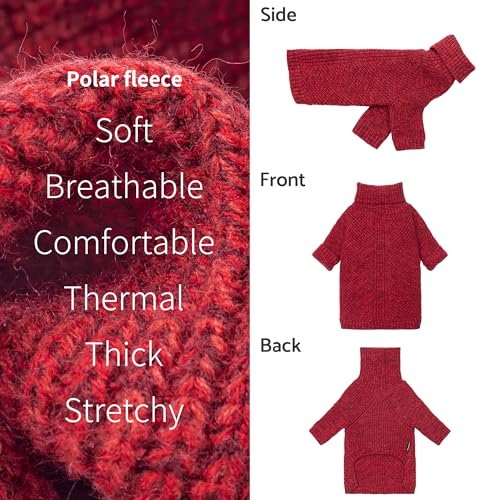 Knitted Turtleneck Dog Sweater (Large / Burgundy Red)