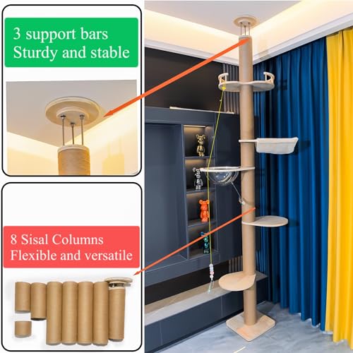 Floor to Ceiling Cat Tree Height (5-tier cat tree)