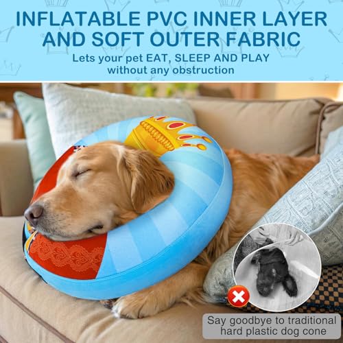 Dog Cone Alternative After Surgery Donut Collar (Sky Blue King / XL(Neck 18"-21"))