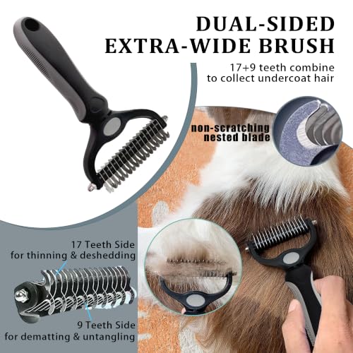 7PCS Dog Grooming Brush Kit for Shedding and Matted Fur (Grey)