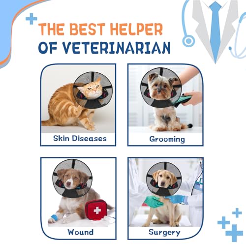 Dog Cone Collar Soft to Stop Licking Surgery Recovery Alternative (Colorful / M(Depth: 8.3in, Girth: 11.8-14.7in))