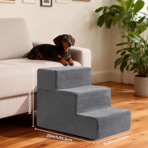 Dog Stairs Steps and Ramp for High Bed & Sofa (Gray / Standard)