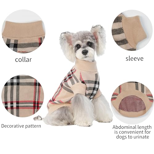 Small Medium Dog Sweater (Grid Apricot / Medium)