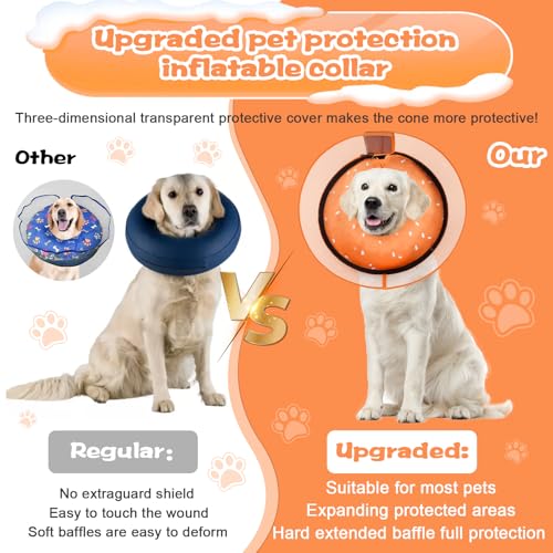 Inflatable Dog Cone Collar with Detachable Enhanced Anti (Hamburger / XL（neck 18"-23"）)