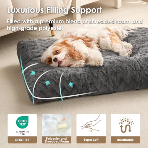 Washable XL Dog Beds Large Sized Dog (Charcoal / 44" x 32" x 4")