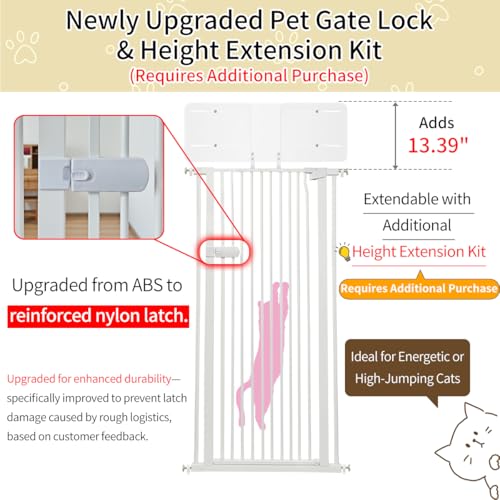 Extra Tall Cat Gate 55.12" High 63.39" (55.12" H-white / 63.39"-67.71" W)