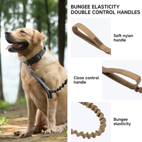 Military Nylon Bungee Dog Leash Elastic Leads ﻿ ﻿ (Coyote Brown)