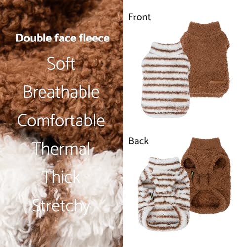 2 Pack Striped Fleece Dog Sweater (X-Large / Brown-White)