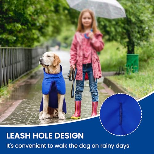 Dog Raincoat Waterproof Rain Jacket with Hood (XXL(Back Length23.6") / Blue)