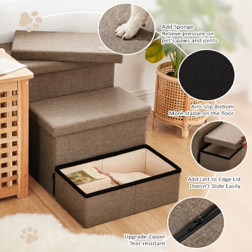 Dog Stairs for High Bed (Light Brown / 29.5" X 17" X 17.7" H)