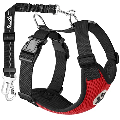 Dog Seat Belt and Harness for Car (Red / X-Small)