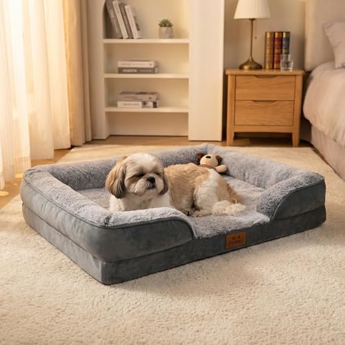 Orthopedic Dog Bed Medium Size Dog (Grey / 30.0" L x 20.0" W x 6.3" Th)