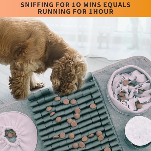 Snuffle mat for Dogs Iteractive Dog Puzzle Toy Used for Training Stress Relief This sniffing mat effectively slows your dog's eating pace. Suitable for indoor and outdoor use. Gray (Gray)