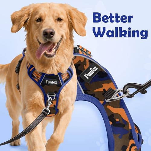 Dog Harness No Pull (Camo Orange / Medium)
