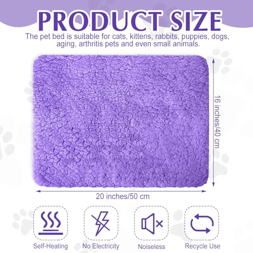 4 Pack Self Warming Cat Mat for Pets (16 x 20 Inch / Purple)