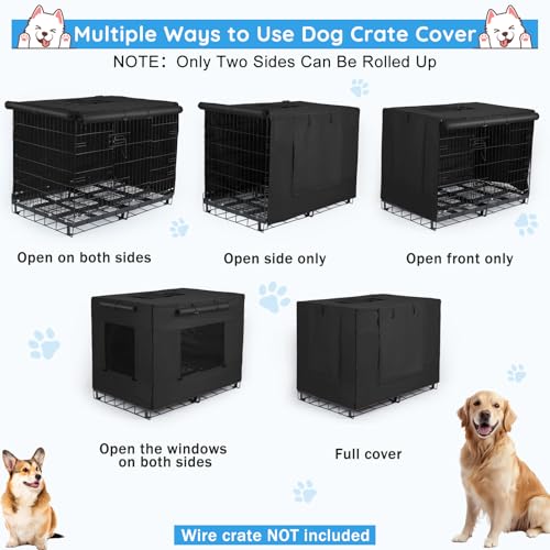 42 Inch Dog Crate Cover Thickened Windproof Kennel Cover (42.0"L x 28.0"W x 30.0"H / Black)