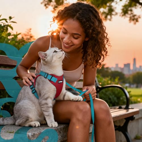 Cat Harness and Leash Set (Xxs / Red & Teal)