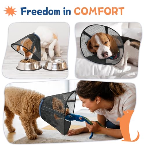 Dog Cone Collar Soft to Stop Licking Surgery Recovery Alternative (Colorful / M(Depth: 8.3in, Girth: 11.8-14.7in))