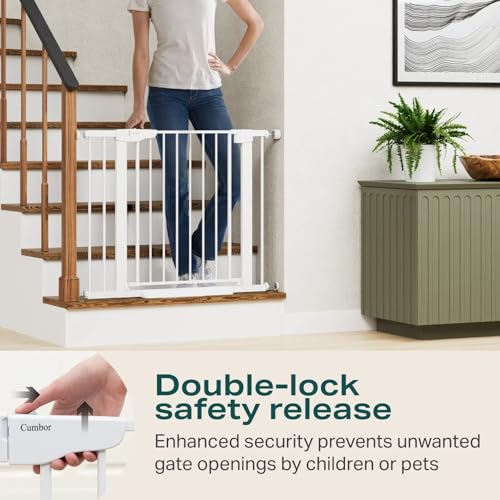 2 Pack 30 40.6 in Baby Gate for Stairs and Doorways (White / 30-40.6"W x 30.5"H (2 Pack ))
