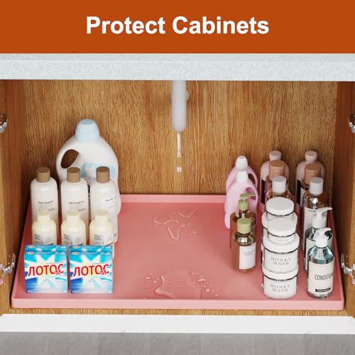 34" x 22" Extra Thick Silicone Mat Waterproof with Raised Edge (Pink / 34"L x 22"W)