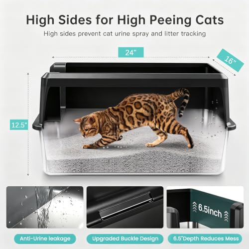 XL Stainless Steel Litter Box (23 - Black (Pack of 1))