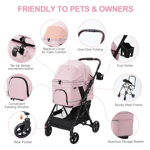 Dog Stroller with No (Pink)