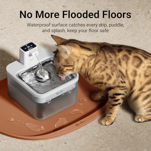 Cat Food Mat Silicone Waterproof Feeding Mat (18"L x 12.5"W / Coral)