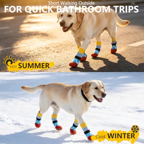 Anti Slip Dog Socks for Prevent Licking Paws & Hardwood Floor (Blue / X-Small(6 Pack))