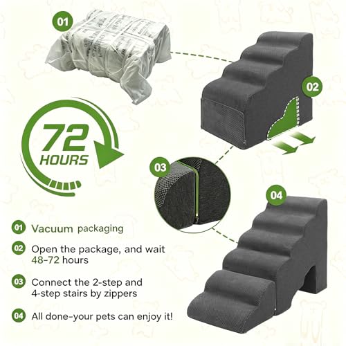 Dog Stairs for Small Dogs for Beds Up to 25" (Grey 22.8" H)