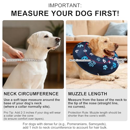 Dog Cone Collar Alternative After Surgery (Navy Blue Paw / XL(Neck:18"-21"))