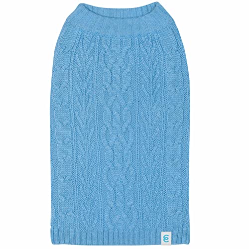 Classic Dog Sweater Wool Blend Cable Knit Pullover Crewneck Winter Clothes in Alaskan Blue (22 inch (Pack of 1) / Alaskan Blue)