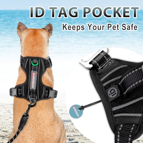 Dog Harness for Large Dogs No Pull Dog Vest ID Tag Pocket (New Black / Large)