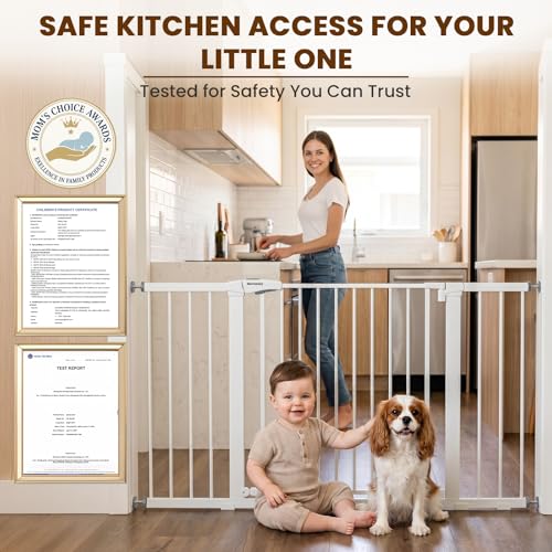 36 58" Extra Wide Baby Gate for Stairs (White / 36-58"W x 30"H)