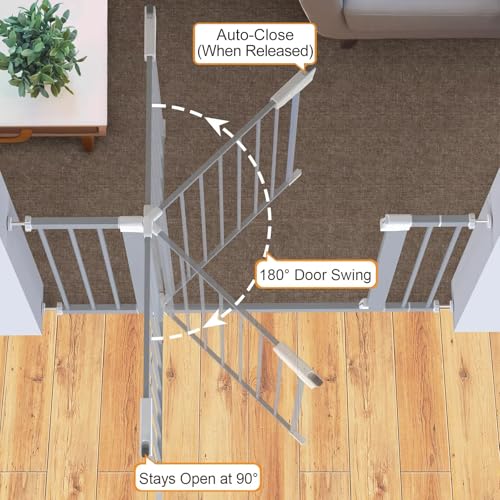 30 46" Baby Gate for Stairs (Gray / 30"-46" W x 30.5" H)
