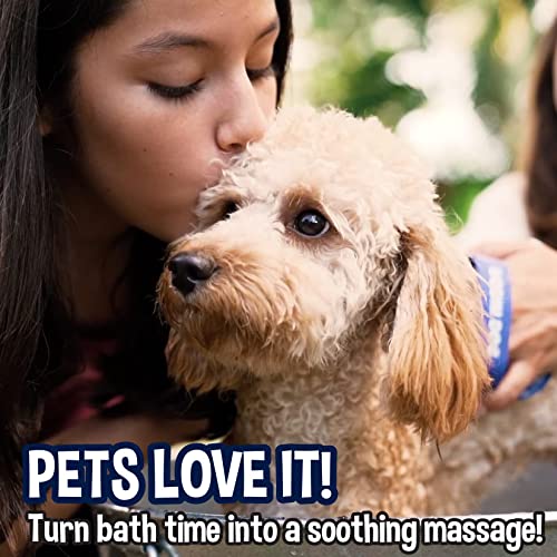 Shampoo Brush & Oatmeal Shampoo and Conditioner Bundle (1 Pack + 8 Ounce Shampoo / Blue + Shampoo)