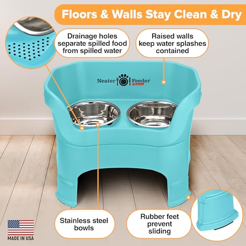 Neater Feeder Deluxe Mess (Large + Standard Bowl / Aquamarine)