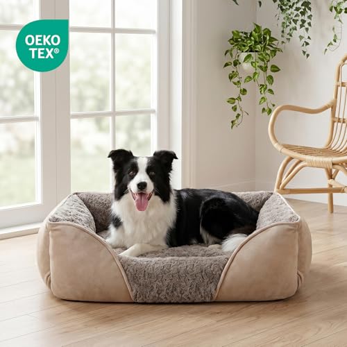 Medium Dog Bed for Large (M(25"x 21"x 8") / Beige)