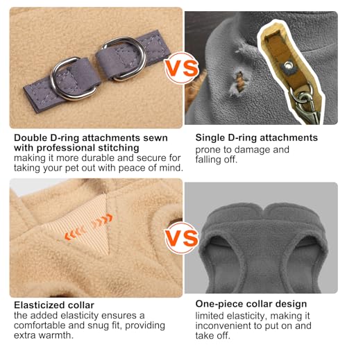 Dog Fleece Vest Sweater Winter Jacket for Small and Medium Dogs with D (Small / BEIGE)