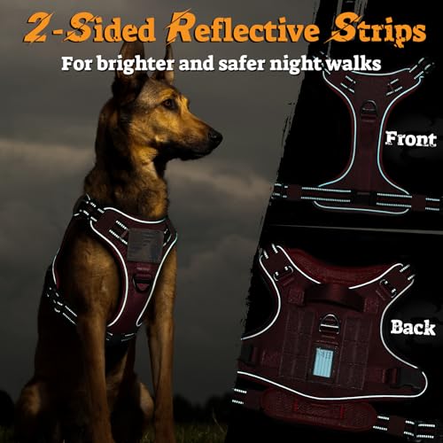 Tactical Dog Harness Medium Sized (M(chest:20.1"-33.9",neck:17.7"-22.3",back:7.5") / Red)