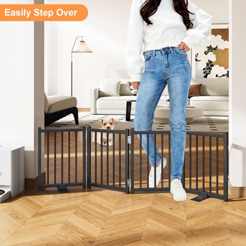 Short Dog Gate Indoor (Black / 4 Panel-16''H, Up to 48’’ W)