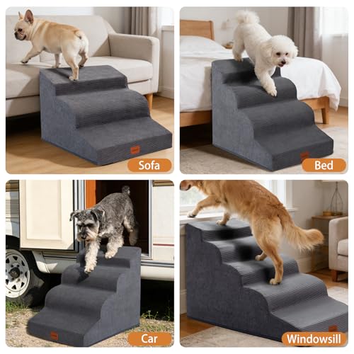 Dog Stairs for Small Dogs (Grey / 15.7x22.4x15.7in)